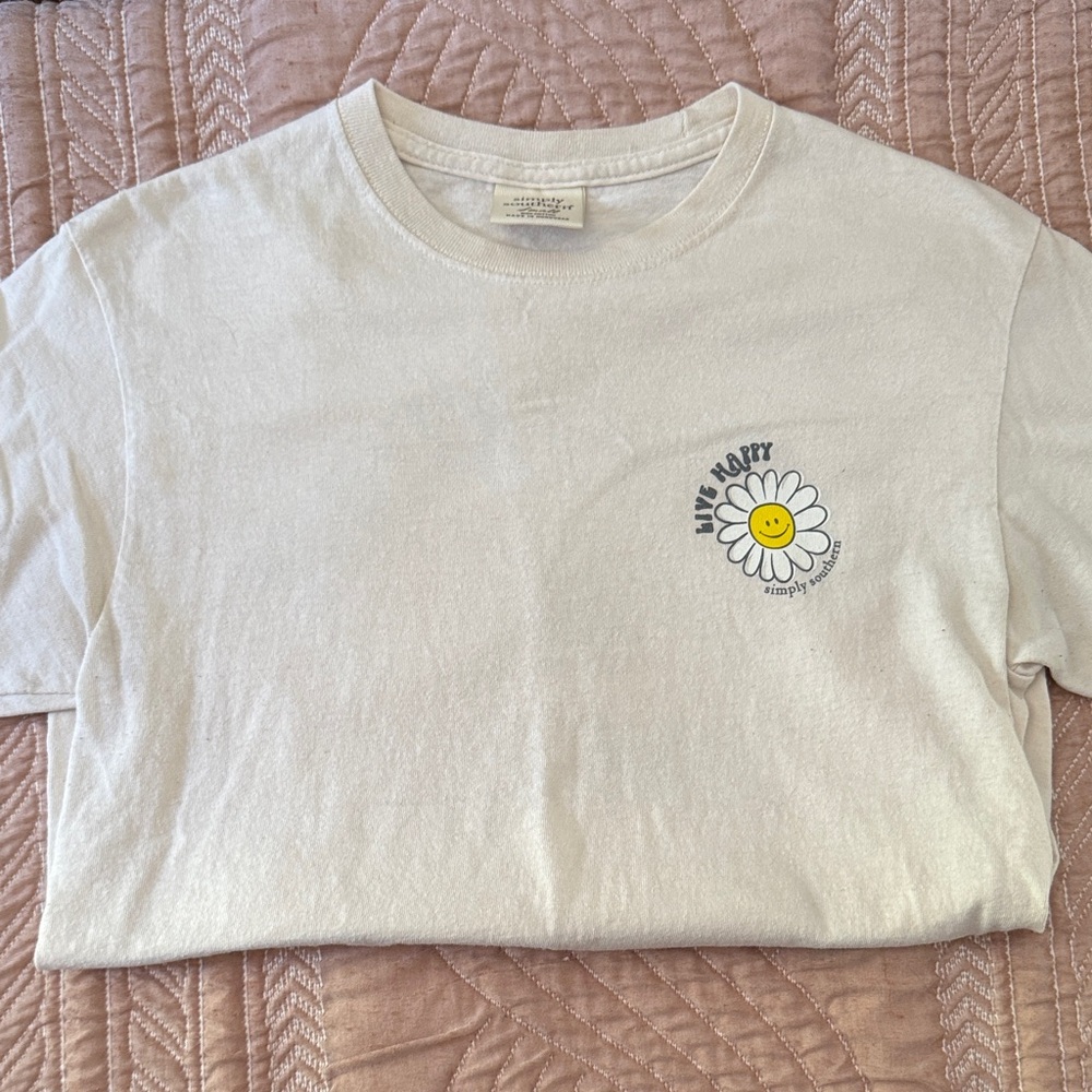 Simply Southern White Tee with Smiley Daisy